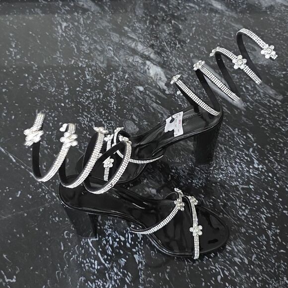 BRAND NEW WILD DIVA ELEGANT RHINESTONE STRAPPY BLOCK-HEEL SANDAL - Picture 7 of 16